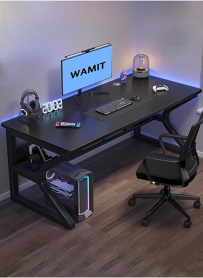 WAMIT Gaming Desk, Computer Table C-Shaped Table Legs Simple Game Table, Office Desk Home Desk Student Writing Study Table, Black (140*60CM)  - Image 1