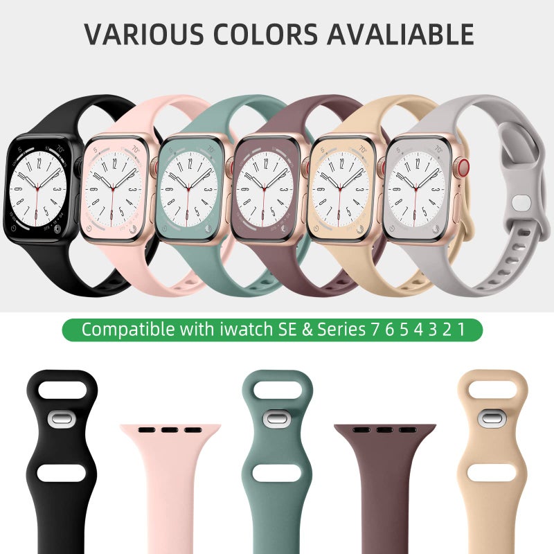 Lerobo 6 Pack Compatible with Apple Watch Band 40mm for Women iwatch Band 41mm,Soft Narrow Sport Strap Thin Bands for Apple Watch Series 7 Band 41mm Replacement Strap iWatch Series 8 6 5 4 3 2 1 - Image 3