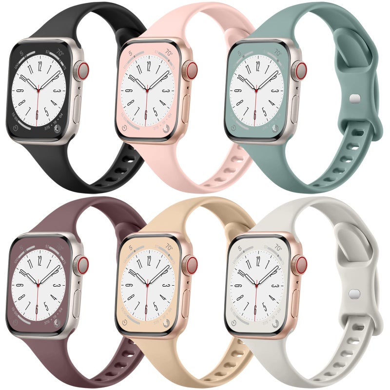 Lerobo 6 Pack Compatible with Apple Watch Band 40mm for Women iwatch Band 41mm,Soft Narrow Sport Strap Thin Bands for Apple Watch Series 7 Band 41mm Replacement Strap iWatch Series 8 6 5 4 3 2 1 - Image 1