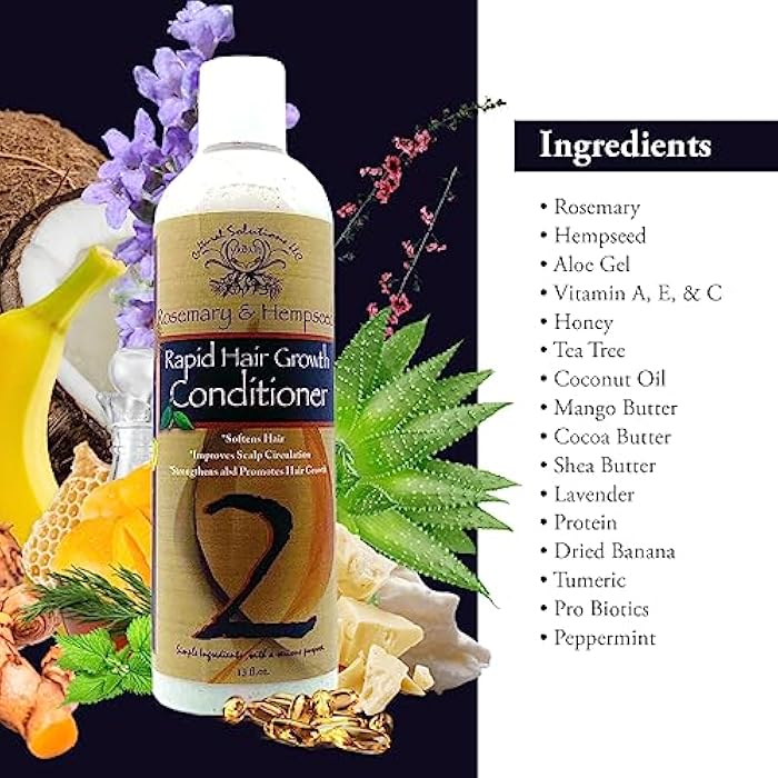 Yadain Rosemary & Hempseed Rapid Hair Growth Conditioner - Prevents and Reduces Hair Loss Natural Hair Growth Conditioner for Men & Women, 12oz - Image 5