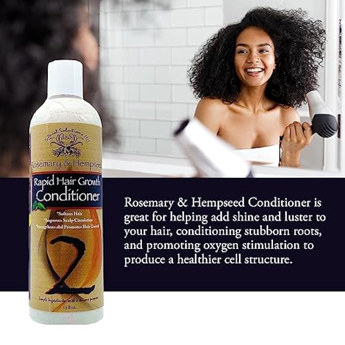 Yadain Rosemary & Hempseed Rapid Hair Growth Conditioner - Prevents and Reduces Hair Loss Natural Hair Growth Conditioner for Men & Women, 12oz - Image 2