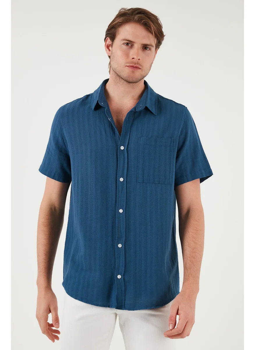 بوراتي Cotton Regular Fit Single Pocket Short Sleeve Shirt Men's Shirt CF25S128230