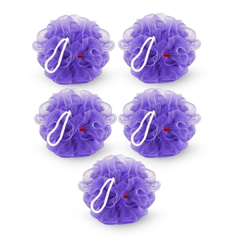 SNKM Loofah - Ultra Soft Mesh With Multiple Layers Of Fibrous Matrix | Skin Friendly, Gentle Exfoliation For A Fun Shower Time | Loufa/Luffa/Lufa/Poof/Pouf | 5 Loofahs (Pack of 5)