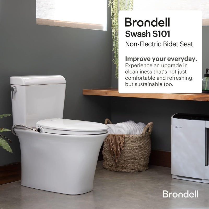 Brondell Bidet Toilet Seat NonElectric Swash Ecoseat Fits Elongated Toilets White  Dual Nozzle System Ambient Water Temperature  Bidet with Easy Installation - Image 2