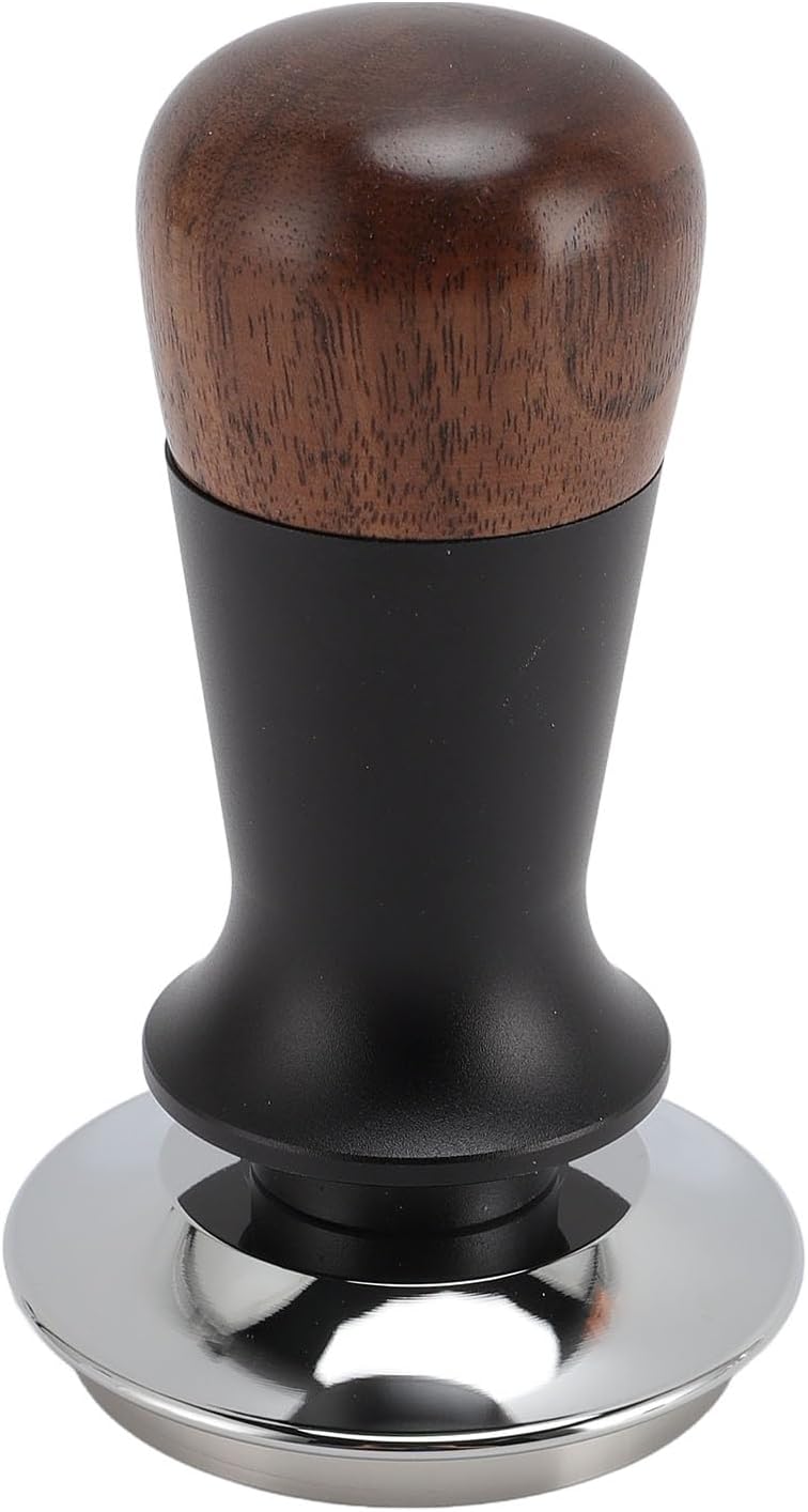 Asixxsix Tamper, Spring Loaded Stainless Steel Coffee Tamper with 54mm Base Walnut Handle Consistent Pressure Design for Machine Home and Professional Use (51mm / 2.01in) - Image 1