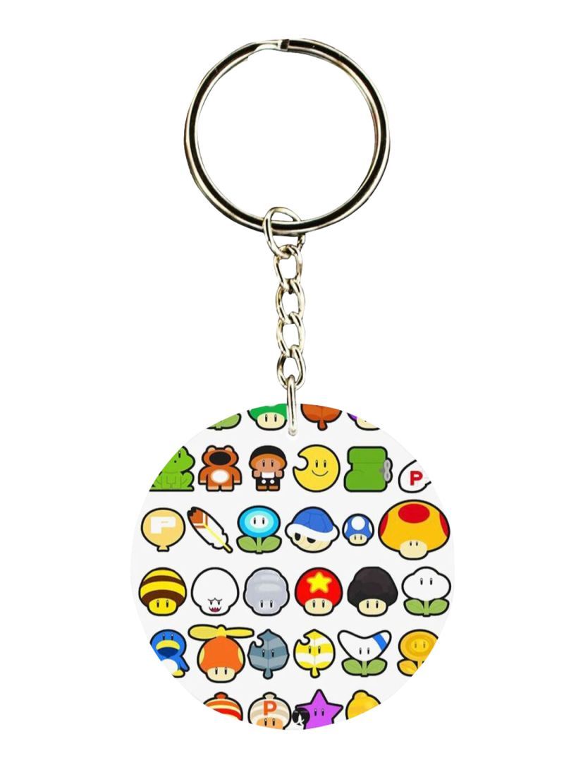 Double Sided Super Mario Printed Keychain