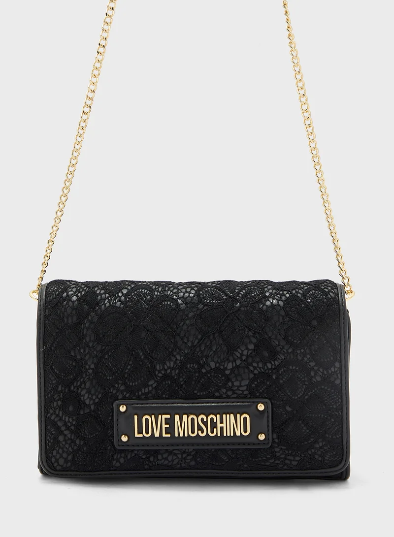 Love Moschino BLACK PU-BLACK LACE BLACK PU-BLACK LACE