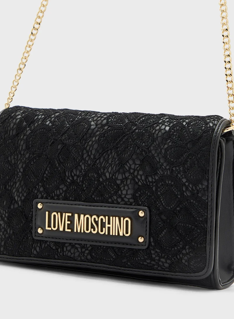 Love Moschino BLACK PU-BLACK LACE BLACK PU-BLACK LACE
