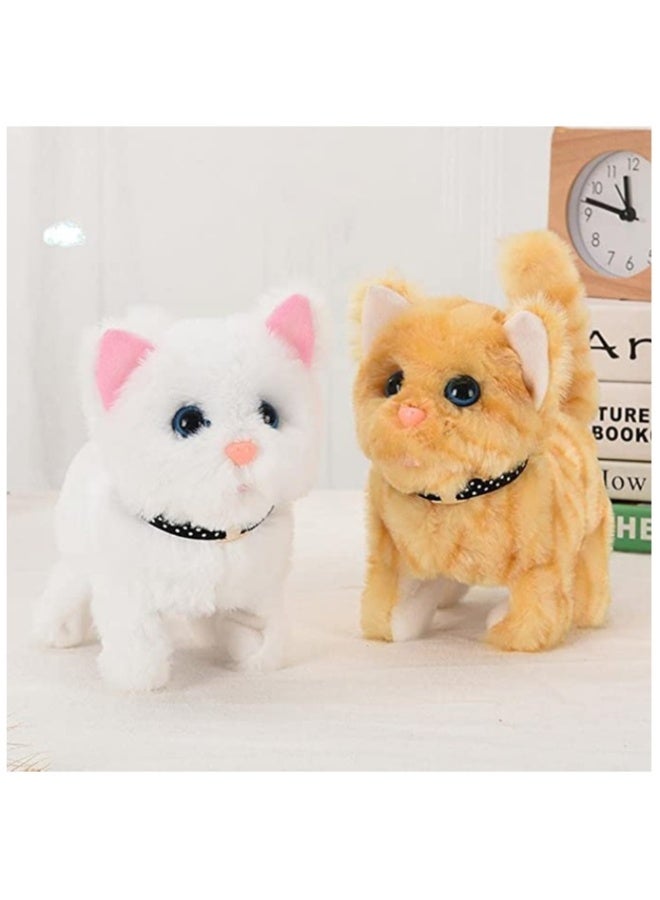Interactive Electric Plush Cat Toy, Walking and Meowing Stuffed Animal, Persian Kitten with Wagging Tail, Fun Companion for Kids, Perfect Birthday Gift (Yellow) - Image 3