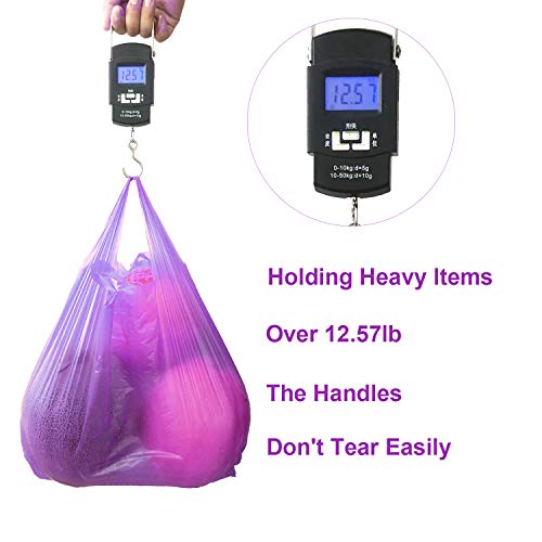 LazyMe T-Shirt Carry-Out Bags Plastic Grocery Bags with Handles Shopping Bags in Bulk Restaurant Bags, Standard Supermarket Size,12 x 20 inch (Purple 100 Pcs) - Image 5