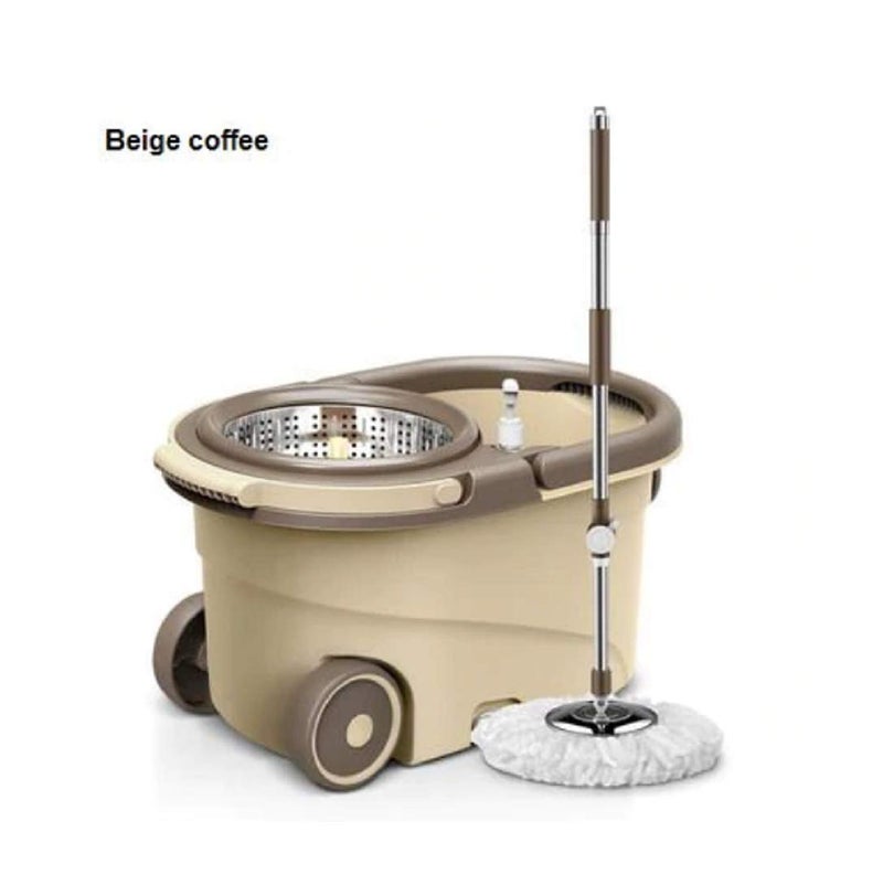 SEASPIRIT Stainless steel Spin Mop with Bigger Wheels and Auto Fold Handle for 360 Degree Cleaning 2 Refills and 1 Liquid Dispenser Blue coffee 48 x 285 x 26 - Image 2