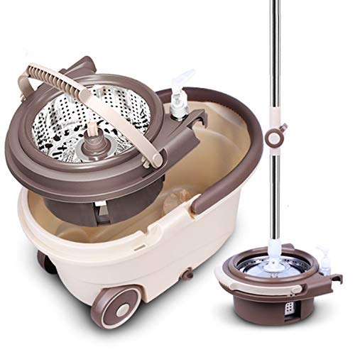 SEASPIRIT Stainless steel Spin Mop with Bigger Wheels and Auto Fold Handle for 360 Degree Cleaning 2 Refills and 1 Liquid Dispenser Blue coffee 48 x 285 x 26 - Image 3