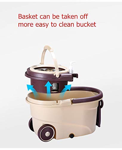 SEASPIRIT Stainless steel Spin Mop with Bigger Wheels and Auto Fold Handle for 360 Degree Cleaning 2 Refills and 1 Liquid Dispenser Blue coffee 48 x 285 x 26 - Image 5