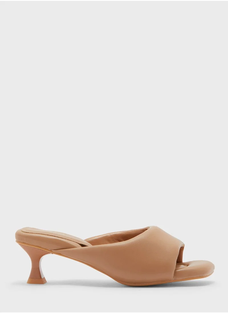 ELLA Square Toe Kitten Heel Sandal