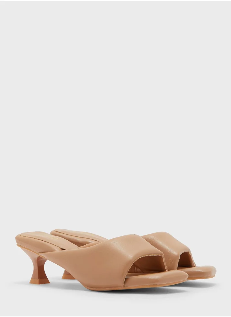 ELLA Square Toe Kitten Heel Sandal