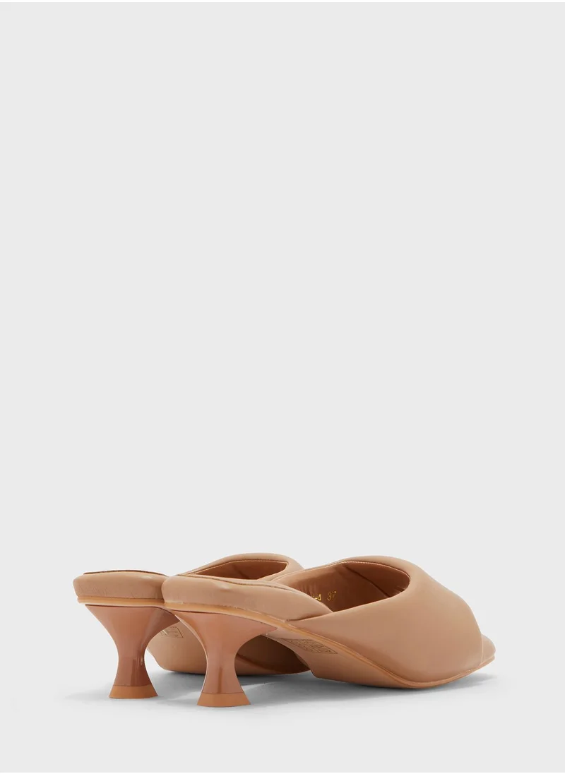 ELLA Square Toe Kitten Heel Sandal