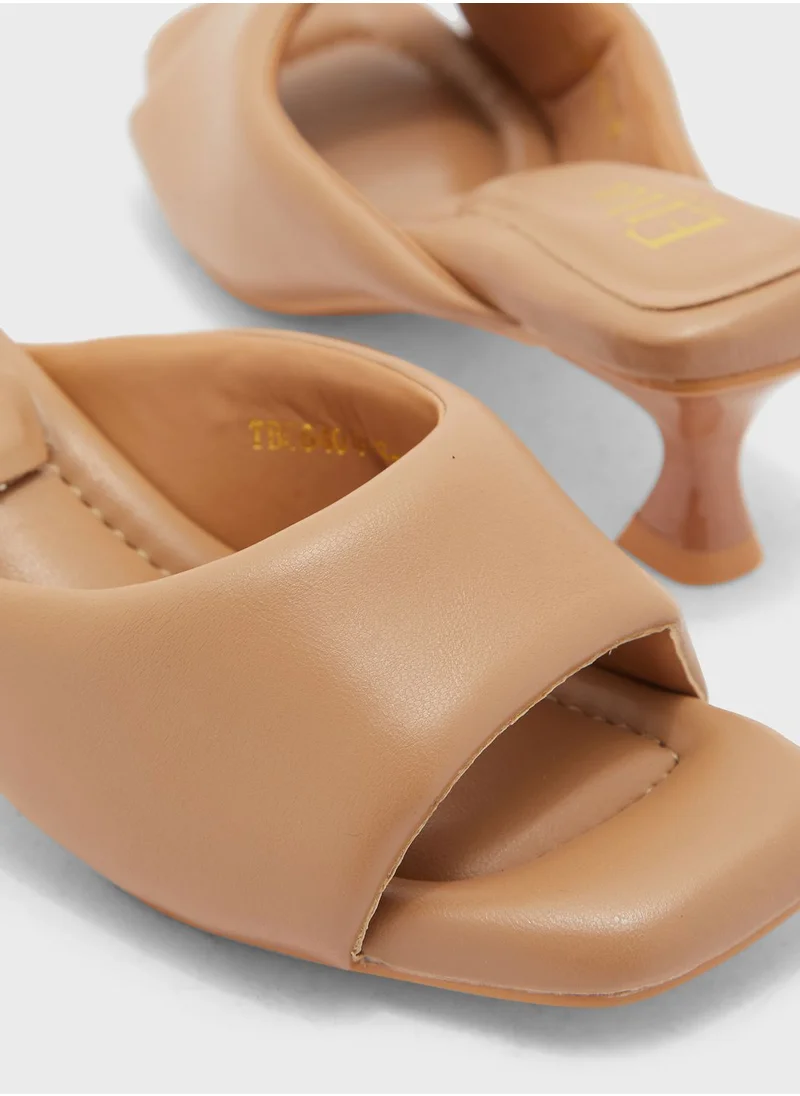 ELLA Square Toe Kitten Heel Sandal
