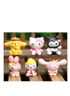 Y&D 6 Pack Kawaii Sanrio Figure My Melody  kuromi Figure Birthday Party Supplies, Cinnamon Cupcake Toppers, Cute Mini Figure Toys  Birthday Party Favor For Kids Fans Collection Bouquet Desk Decor  - Image 1