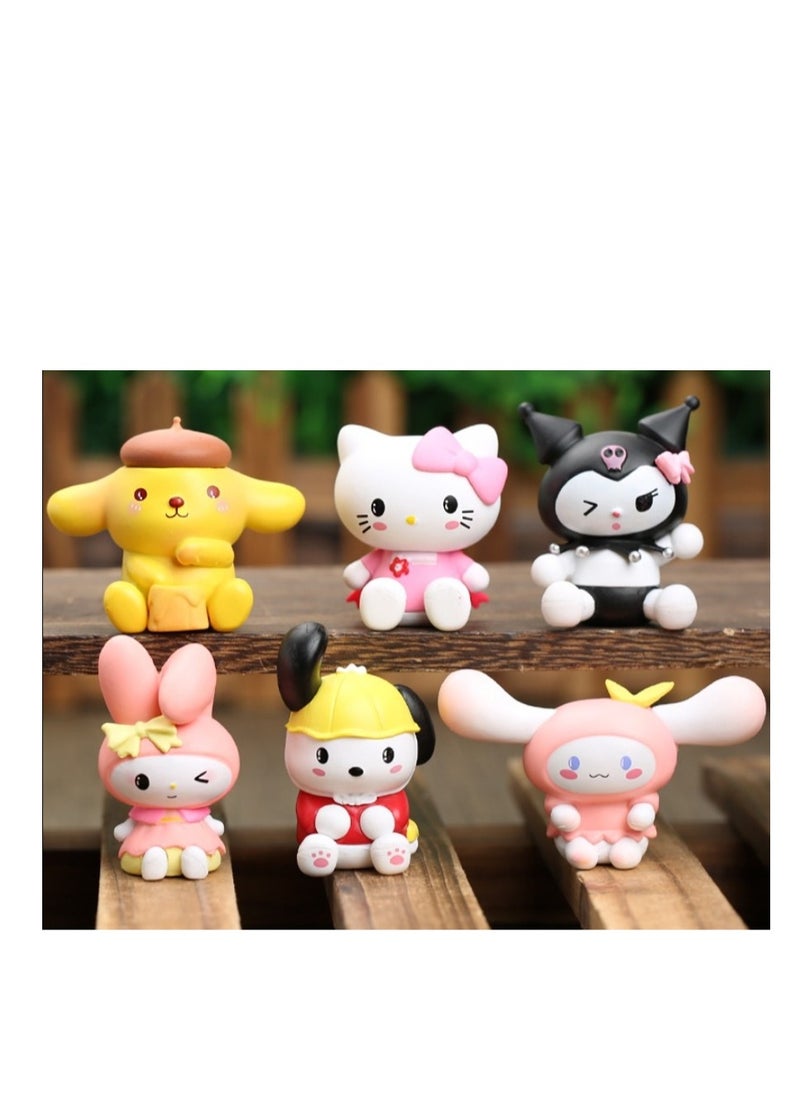 Y&D 6 Pack Kawaii Sanrio Figure My Melody  kuromi Figure Birthday Party Supplies, Cinnamon Cupcake Toppers, Cute Mini Figure Toys  Birthday Party Favor For Kids Fans Collection Bouquet Desk Decor  - Image 1