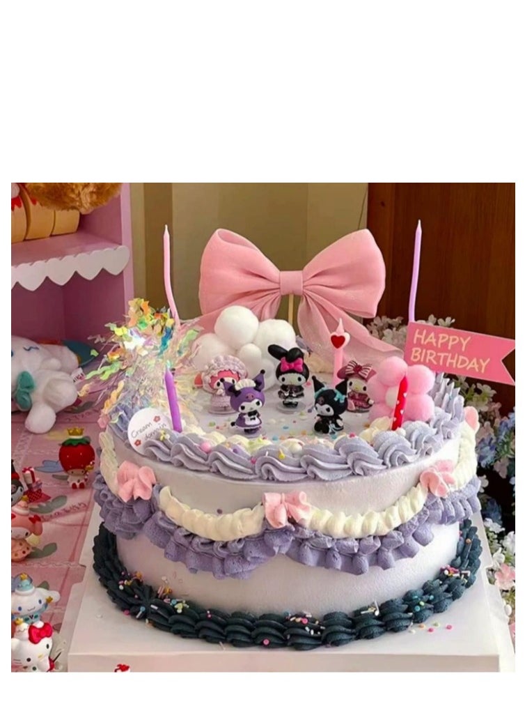 Y&D 6 Pack Kawaii Sanrio Figure My Melody  kuromi Figure Birthday Party Supplies, Cinnamon Cupcake Toppers, Cute Mini Figure Toys  Birthday Party Favor For Kids Fans Collection Bouquet Desk Decor  - Image 2