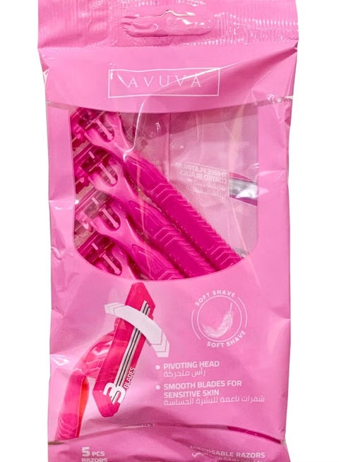 شفرات أفوفا الناعمة ذات الرأس الدوارة للبشرة الحساسة للنساء - 5 قطع