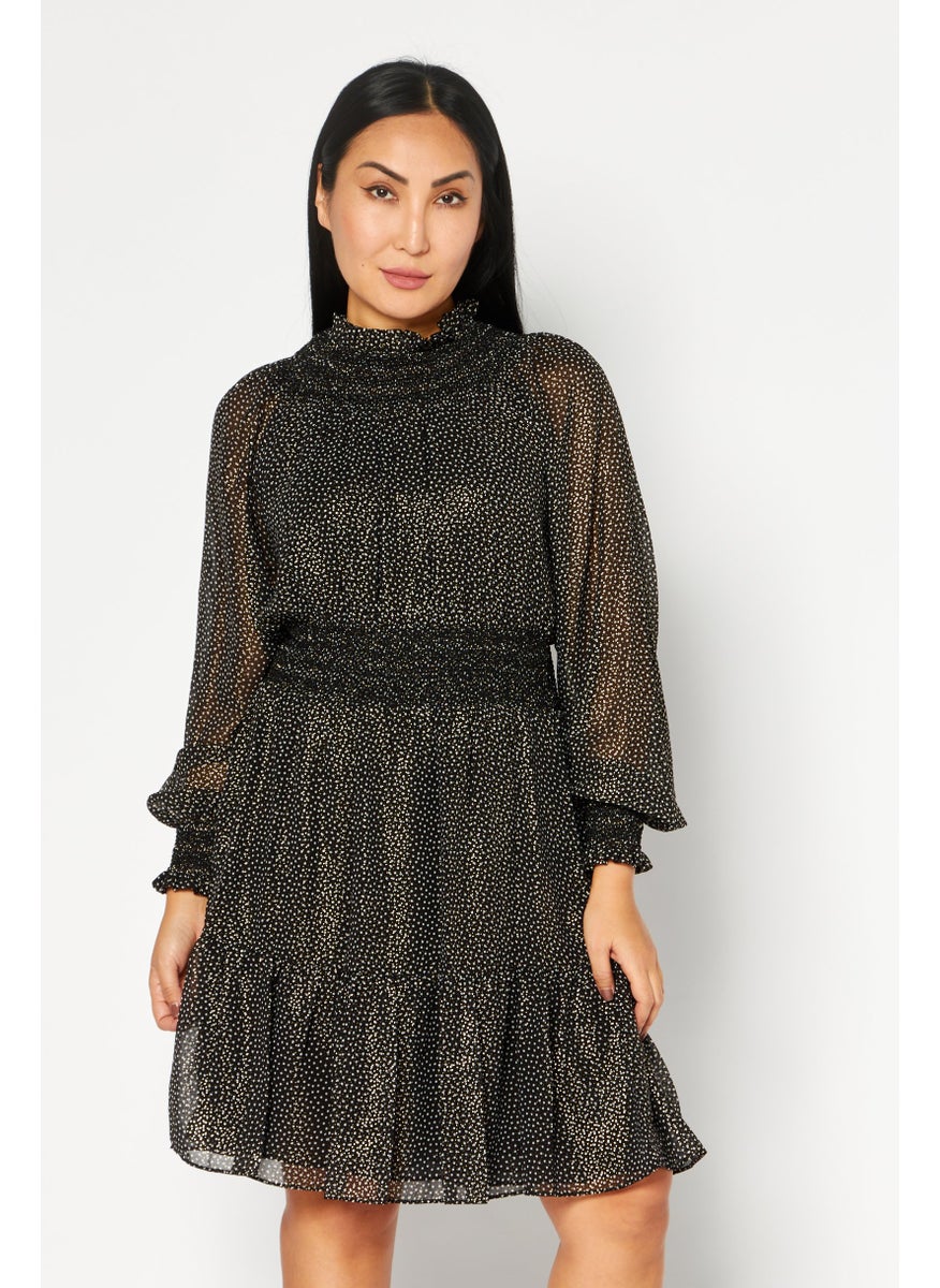 Michael Kors Women Allover Print Mini Dress, Black Combo  - Image 1