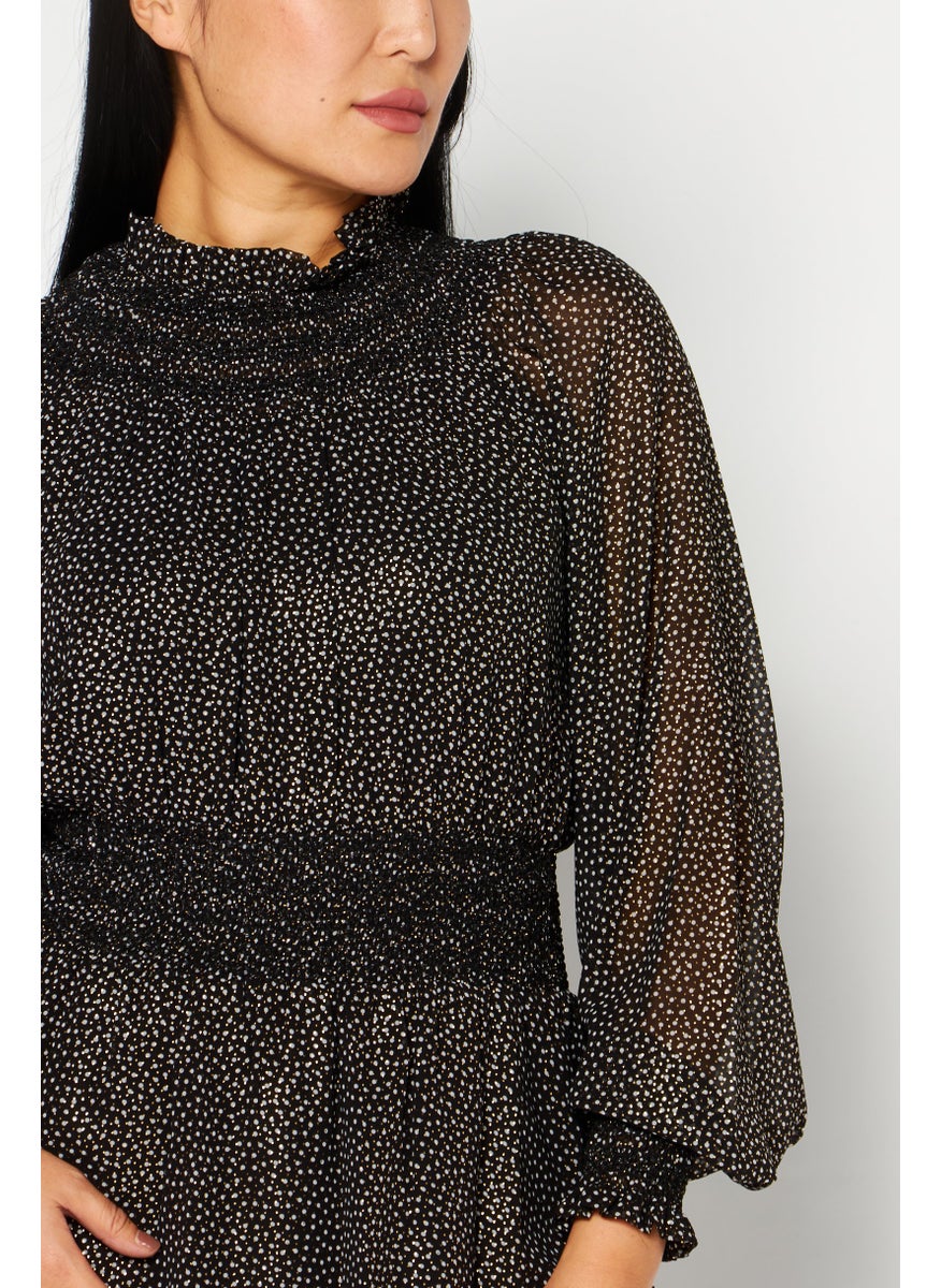 Michael Kors Women Allover Print Mini Dress, Black Combo  - Image 3