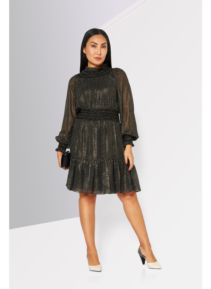 Michael Kors Women Allover Print Mini Dress, Black Combo  - Image 2
