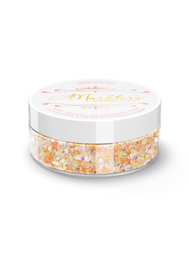 MARBLERS Mixed Shaped Face & Body Glitter [Orange] 0.18oz (5g) | Chunky | Chopped | Flake | Non-Toxic | Vegan | Cruelty-Free | Festival, Rave & Party Makeup | Eye, Hair, Nail Polish, Eyeshadow  - Image 1