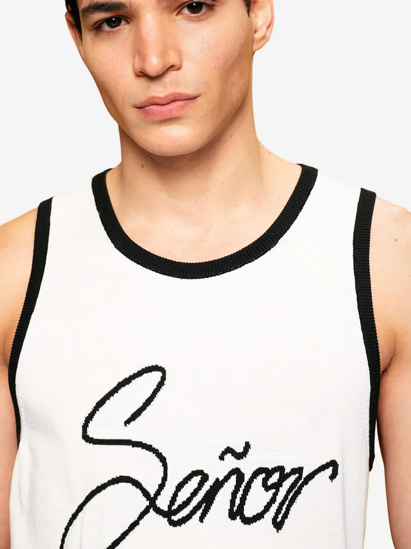 Giesto White GIESTO Ribbed Crew Neck T-shirt with Text Print for Men | Best Price UAE