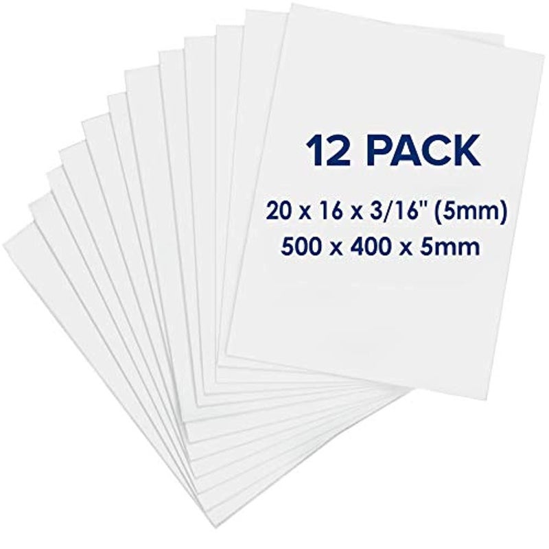 Foam Board 16 x 20 x 316 Premium 12 Pack White Poster Board Acid Free Double Sided Rigid Sign Board Foamboard for Mounting Crafts Paintings Prints Art Display Presentation and Projects