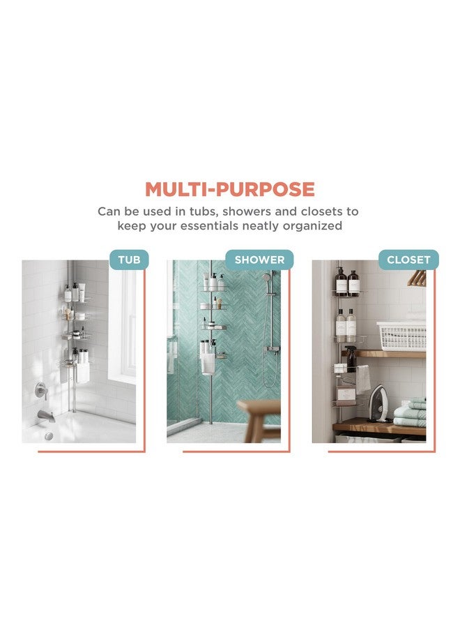 Zenna Home Zenna Home Tension Pole Shower Caddy, Nickel  - Image 4