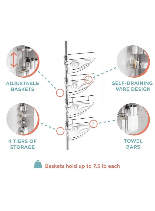Zenna Home Zenna Home Tension Pole Shower Caddy, Nickel  - Image 3