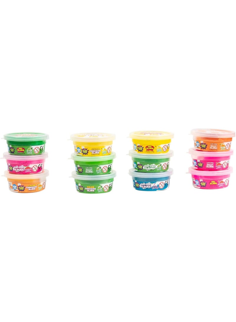 Doh time Slime Multi Compound Scented Glow In The Dark Slime Party Bag 12 Cans Stretch It Squish It So Slippery & Gooey 414 g - Image 3