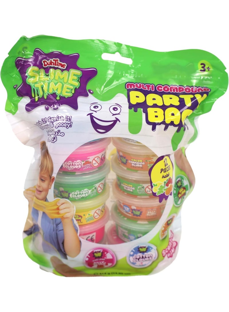 Doh time Slime Multi Compound Scented Glow In The Dark Slime Party Bag 12 Cans Stretch It Squish It So Slippery & Gooey 414 g - Image 4
