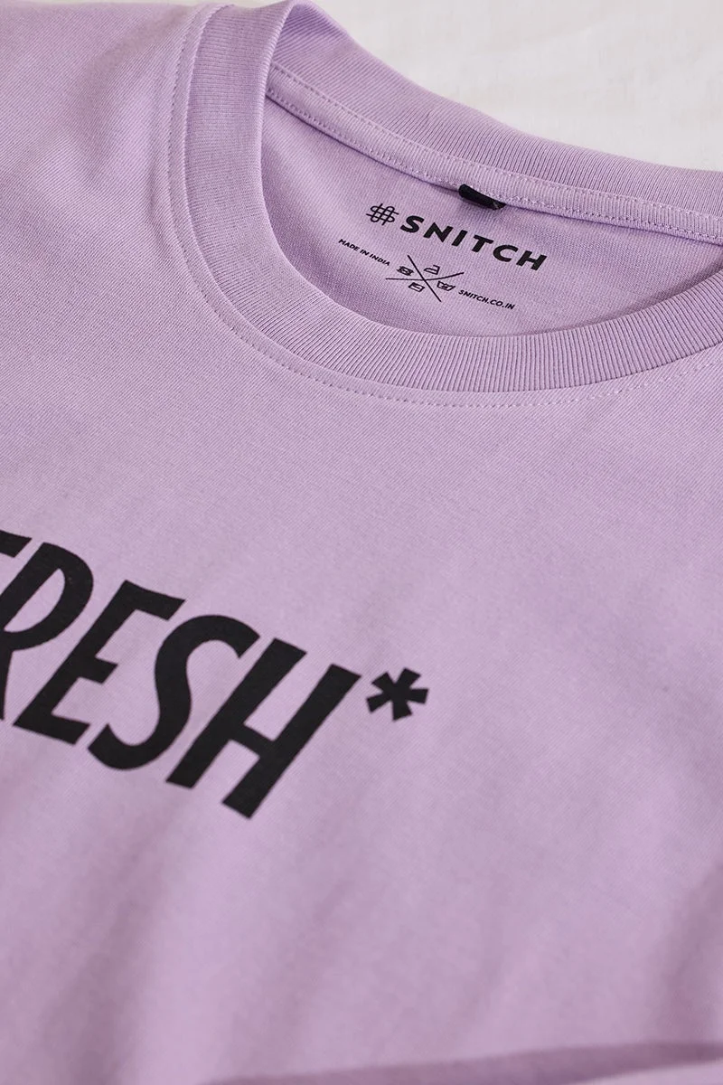سنيتش Lavender Graphic Half Sleeve Slim Fit Casual T-Shirt