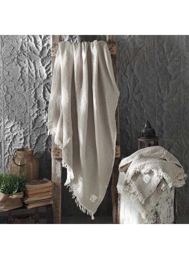 Miespiga Gold 4 Layer Muslin Multi-Purpose Shawl Cover - Beige  - Image 1
