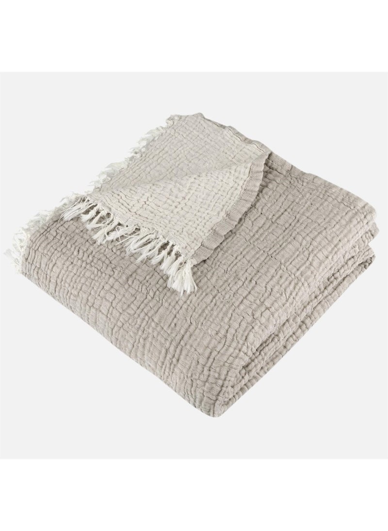 Miespiga Gold 4 Layer Muslin Multi-Purpose Shawl Cover - Beige  - Image 3