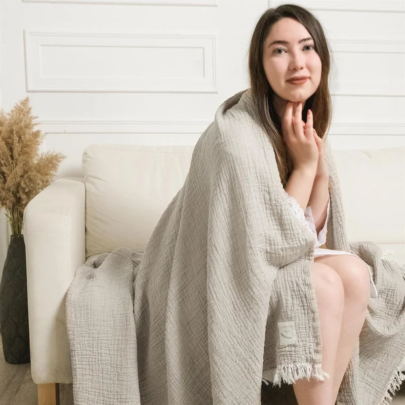 ميسبيغا Gold 4 Layer Muslin Multi-Purpose Shawl Cover - Beige