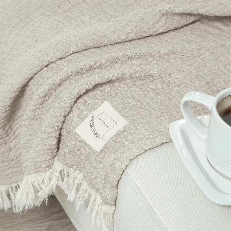 ميسبيغا Gold 4 Layer Muslin Multi-Purpose Shawl Cover - Beige