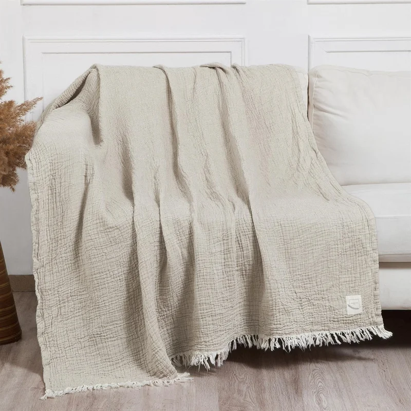 ميسبيغا Gold 4 Layer Muslin Multi-Purpose Shawl Cover - Beige