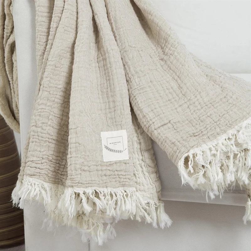 ميسبيغا Gold 4 Layer Muslin Multi-Purpose Shawl Cover - Beige
