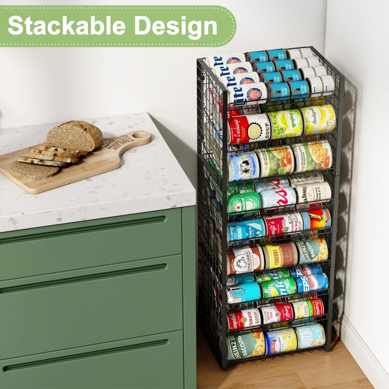 JKsmart 3-Tier Stackable Can Rack Organizer for Pantry, Adjustable Can Storage Holder for Various Ounces of Canned food Soda Drinks, Can Dispenser for Kitchen Cupboard Cabinet, 2 Pack - Image 5