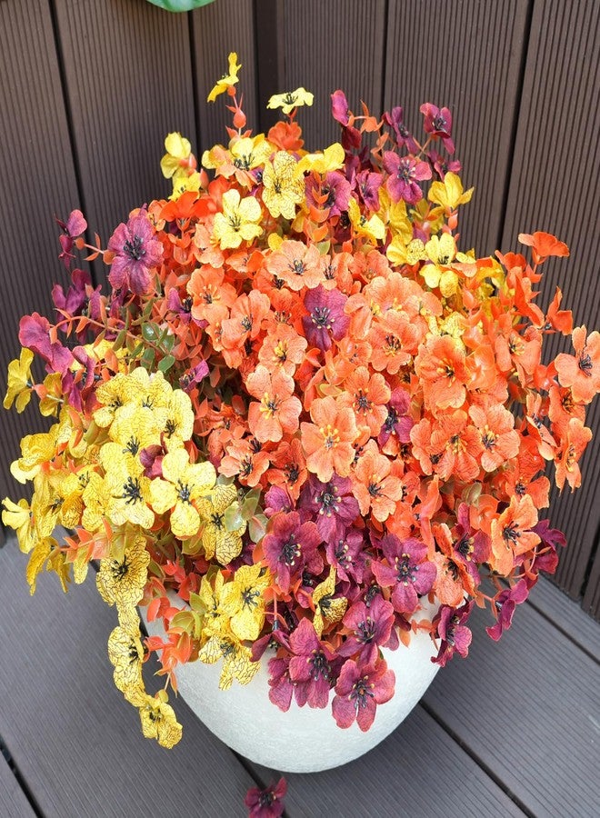 trytuny Artificial Flowers for Outdoor,14pcs Orange Autumn Artificial Flowers,Artificial Fall Flowers for Outdoors Fake Faux Plastic Plants for Home Garden Outside Porch Decor - Image 2