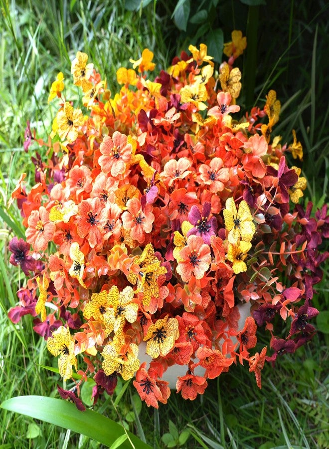 trytuny Artificial Flowers for Outdoor,14pcs Orange Autumn Artificial Flowers,Artificial Fall Flowers for Outdoors Fake Faux Plastic Plants for Home Garden Outside Porch Decor - Image 3