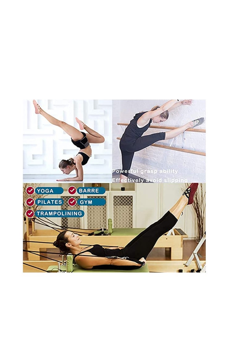 اسم المحتوى ناريلا جوارب يوجا باري، جوارب قطنية غير قابلة للانزلاق ومقابض سيليكون لاصقة لليوجا والبيلاتس وصالة الألعاب الرياضية والرقص والباليه والتمرين حافي القدمين، جوارب كاحل متعددة الاستخدامات، لون البشرة أسود ورم - Image 2