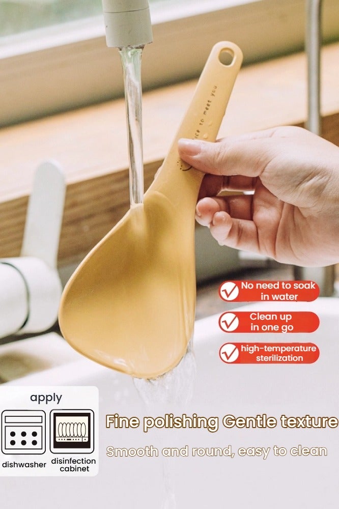 SHUEHO Alloy/Silicone soup spoon for home use, big soup ladle for serving soup or porridge, long handle, food-grade, won't damage your pot, heat-resistant, perfect for non-stick cookware. - Image 3