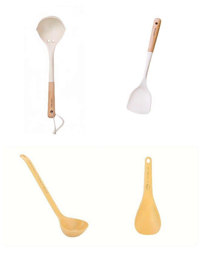 SHUEHO Alloy/Silicone soup spoon for home use, big soup ladle for serving soup or porridge, long handle, food-grade, won't damage your pot, heat-resistant, perfect for non-stick cookware. - Image 5