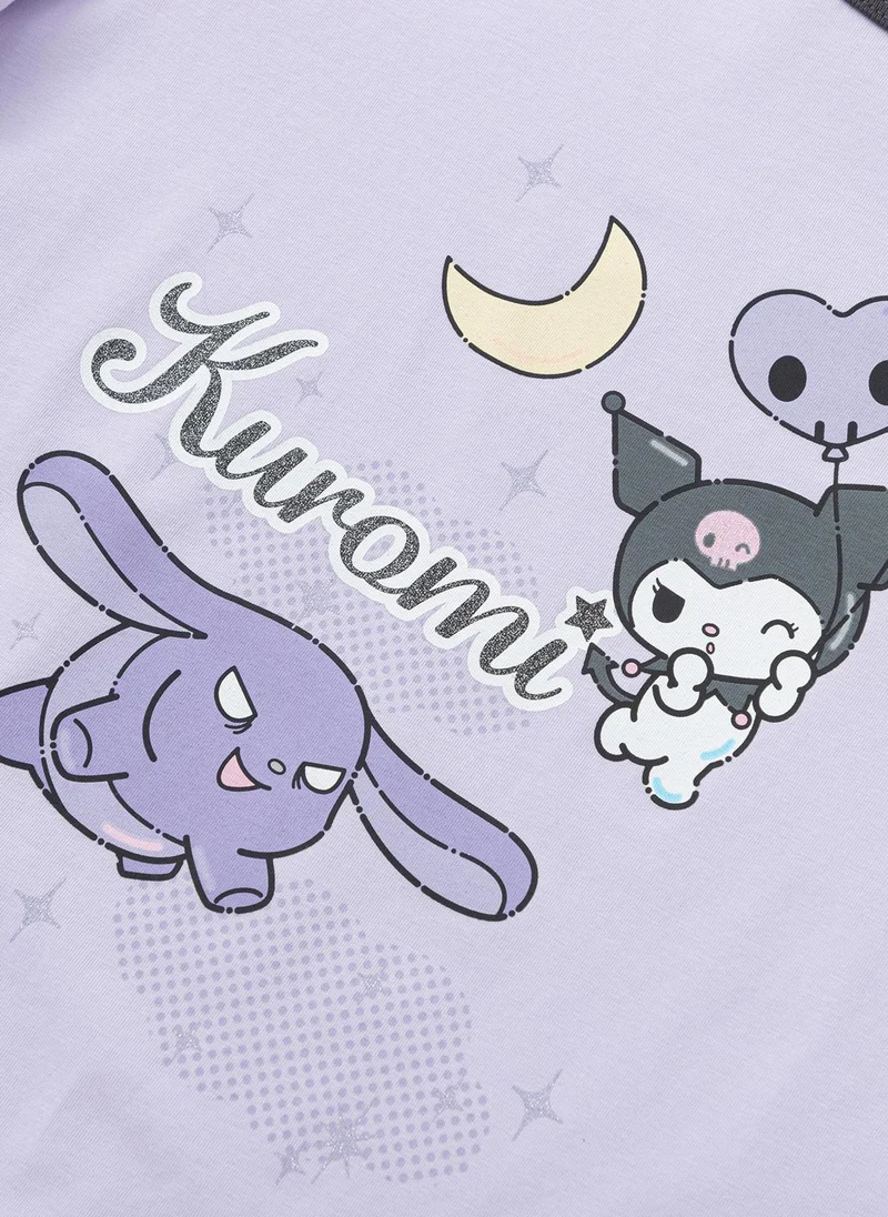 Balabala Purple/White Kids Girls Round v-neck short-sleeved T-shirt for Women | Best Price UAE