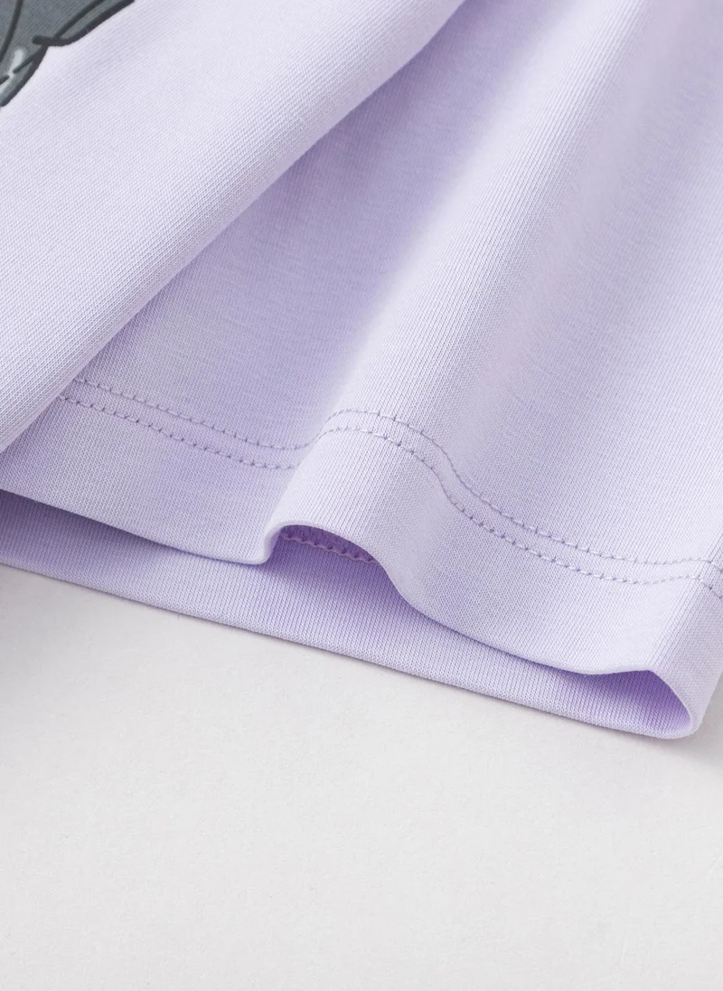 Balabala Purple/White Kids Girls Round v-neck short-sleeved T-shirt for Women | Best Price UAE